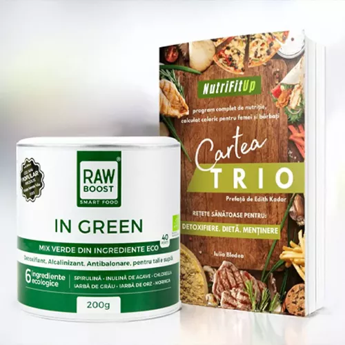 Pachet START: Cartea TRIO: Detoxifiere.Dietă.Menținere - de Iulia Bledea + In Green - Mix Verde ECO - Rawboost