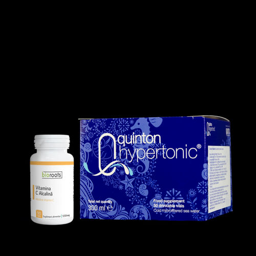 Pachet plasma quinton hypertonic + vitamina c alcalină 700mg