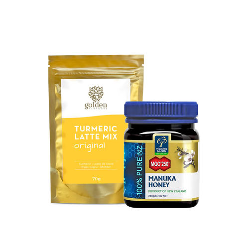 Pachet Sănătate – Turmeric Latte Mix 70g + Manuka MGO 250+ 250g Golden Flavours imagine noua