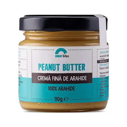 Peanut Butter Smooth – Crema Fina De Arahide, 100% Naturala | Sunday Bites