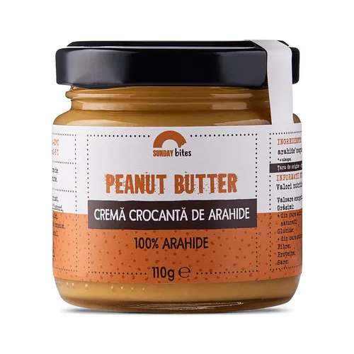 Peanut Butter Crunchy – Crema Crocanta De Arahide, 100% Naturala | Sunday Bites
