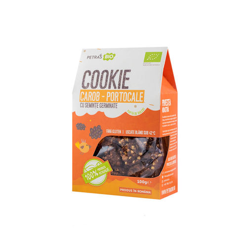 Cookie eco carob portocale cu semințe germinate 100g | petras bio