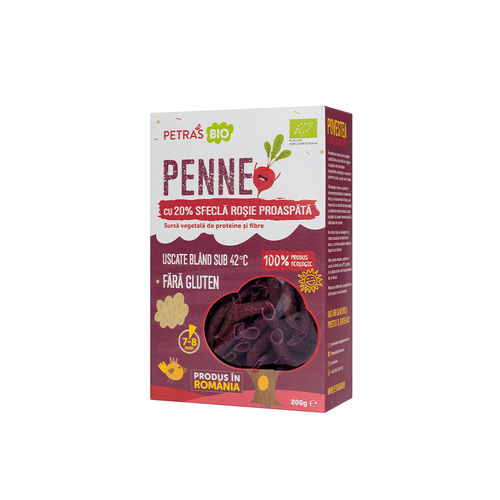 Penne ecologice cu 20% sfeclă roșie proaspătă 200g | petras bio
