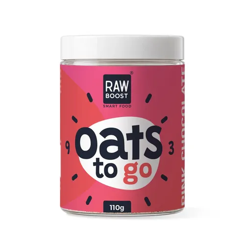 Oats To Go - Pink Chocolate - Mix cu Fulgi de Ovăz și Ciocolată Pink Drops, 110g | Rawboost