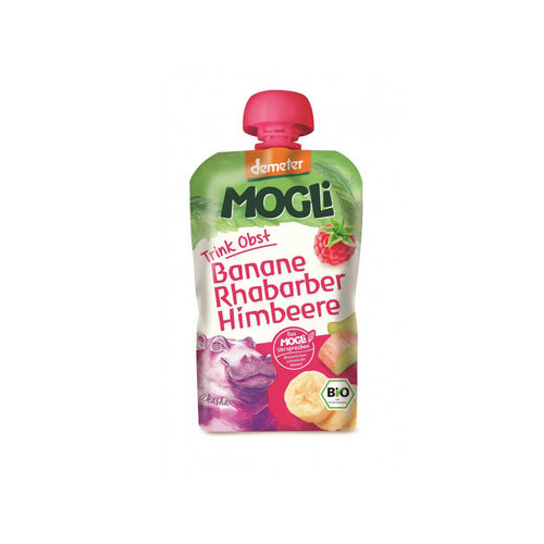 Piure eco/bio de banane, rubarbă şi zmeură 100g | mogli