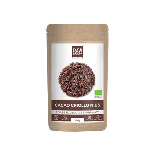 Cacao Criollo spartura boabe ECO, 200g | Rawboost 