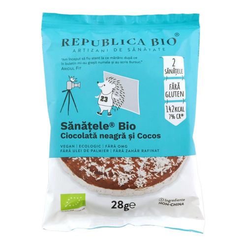 Sănățele Ciocolată Neagră si Cocos, fara gluten, 28g ECO| Republica Bio Republica Bio Republica Bio imagine 2022