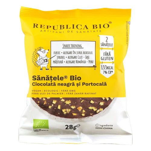 Sănățele Ciocolată neagră si Portocală, fara gluten, 28g ECO| Republica Bio Republica Bio Republica Bio imagine 2022