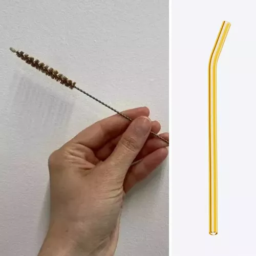 Set pai de băut din sticlă + periută de curățare