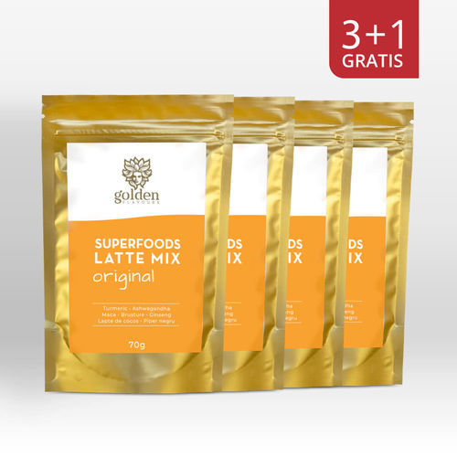 Superfoods Latte Mix 70g 3+1 Gratis | Golden Flavours Golden Flavours imagine noua marillys.ro
