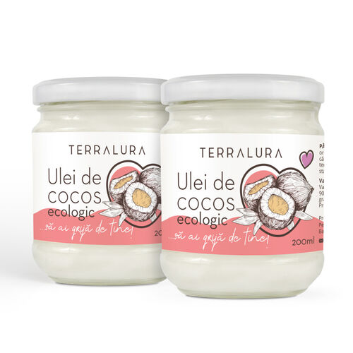 Pachet 2x Ulei de Cocos Ecologic ”Iubește să ai grijă de tine”, 200 ml | Terralura