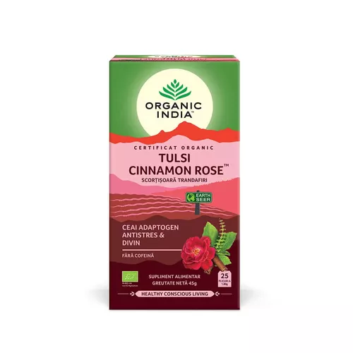 Ceai Adaptogen Tulsi Scortisoara Ceylon Si Trandafir, 25pl Eco | Organic India