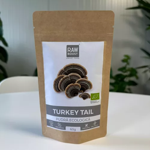 Turkey Tail Pudră ECO -  Susține Imunitatea și Flora Intestinală, 60g | Rawboost