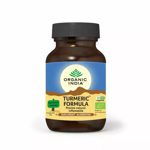 Turmeric Formulă Nouă, Antiinflamator Natural, 60 cps | Organic India Antiinflamator