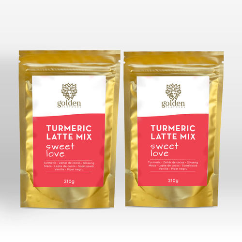 Pachet 2 x Turmeric Latte Mix Sweet Love 210g | Golden Flavours Golden Flavours imagine noua reduceri 2022