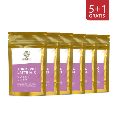 Pachet 5+1 Gratis Turmeric Latte Mix Sweet Vanilla 10g | Golden Flavours Golden Flavours imagine noua reduceri 2022