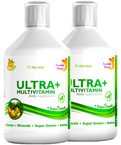 Pachet 2 x Ultra+ Detox Multivitamine Lichide cu 63 Ingrediente, 500 ml | Swedish Nutra (Multivitamine Promoţii şi Pachete