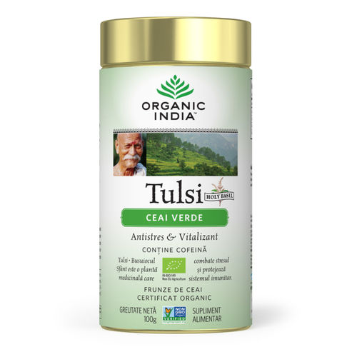 Ceai Verde Tulsi, Antistres & Vitalizant 100g | Organic India ORGANIC INDIA