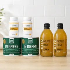 DUO Pachet Complet pentru Digestie, Detox și Abdomen Plat (pentru 2 persoane) - Transport GRATUIT! - 2x In Green + 2x Vitamina C + 2x Oțet 