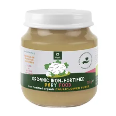 Pachet 1+1 CADOU Piure de Conopidă Bio cu Adaos de Fier Organic, 4+ Luni, 120 g | Nôgel.