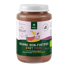 Pachet 1+1 CADOU Terci de Orez Bio cu Prune, Pere și Adaos de Fier Organic, 6+ Luni, 190 g | Nôgel.