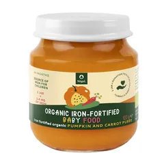 Pachet 1+1 CADOU Piure de Dovleac și Morcov Bio cu Adaos de Fier Organic, 4+ Luni, 120 g | Nôgel.