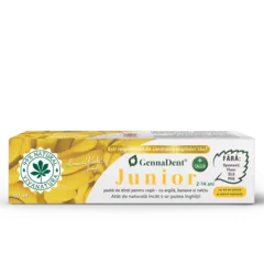 GennaDent Junior Banane – Pastă de Dinți Naturală pentru Copii cu Argilă și Banane, fără Fluor, 80 ml | Vivanatura