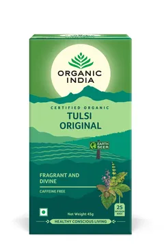 Ceai Tulsi (Busuioc Sfant) Original, Antistres Natural & Energizant, 25 pl | Organic India