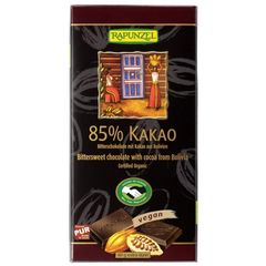 Ciocolată Amăruie 85% Cacao Vegană, ECO 80g | Rapunzel