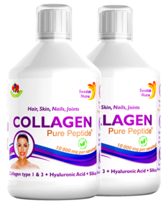Pachet 2 x Colagen Lichid Hidrolizat Tip 1 și 3 10000mg + 9 Ingrediente Active, 500 ml | Swedish Nutra