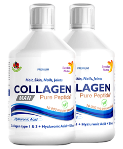 Pachet 2 x Colagen Lichid MAN pentru Bărbați – Hidrolizat Tip 1 si 3 cu 10000Mg cu 9 Ingrediente Active , 500 ml | Swedish Nutra