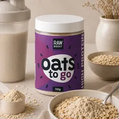 Oats To Go - High Protein - Mix cu Fulgi de Ovăz, Fără Gluten, cu Proteină Vegetală, 110g | Rawboost