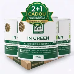 In Green - Mix Verde ECO - Detoxifiant, Alcalinizant, Antibalonare pentru Talie Suplă, 200g | Rawboost