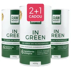 In Green - Mix Verde ECO - Detoxifiant, Alcalinizant, Antibalonare pentru Talie Suplă, 400g | Rawboost