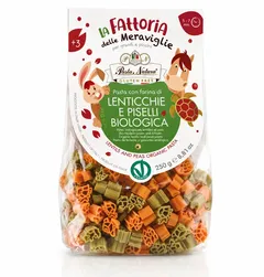 Paste BIO pentru copii cu linte roșie și mazăre verde, fără gluten, 250g | Pasta Natura