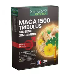Maca 1500 Tribulus - Supliment Reglator Hormonal, 20 fiole | Santarome Bio