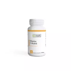 Vitamina C Alcalină 700mg, 90 capsule vegetale (63g) | Bioroots