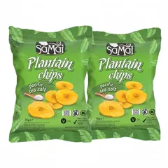 Pachet 1+1 CADOU Chipsuri de banane (Plantain) cu sare de mare, 2 x 142g | SaMai
