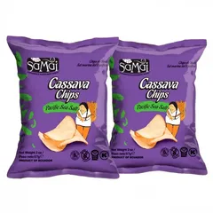 Pachet 1+1 CADOU Chipsuri de tapioca (Cassava) cu sare de mare, 2 x 57g | SaMai