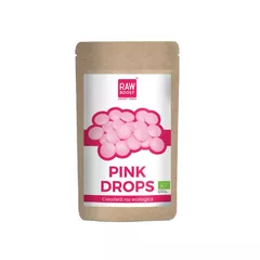 Pink Drops - Ciocolată Roz Ecologică, cu Pudră de Căpșuni, 90g | Rawboost