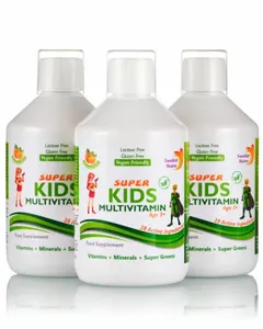 Pachet 3 x Super Kids Multivitamine Lichide pt Copii cu 28 Ingrediente, 500 ml | Swedish Nutra