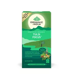 Ceai Tulsi Focus, Amestec Adaptogen pentru Concentrare si Sprijin Cognitiv, 25pl | Organic India