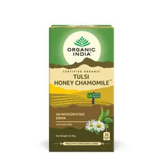 Ceai Tulsi Miere Mușețel, Amestec Adaptogen Revigorant, 25pl | Organic India