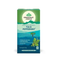 Ceai Tulsi Mentă, Amestec Adaptogen Reîmprospătant, 25pl | Organic India