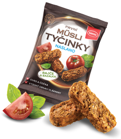 Musli snacks CRUNCHY STICKS cu rosii si busuioc 55 g, fara gluten | Semix