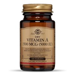 Vitamina A Uscată 5000IU, 100 tablete | Solgar