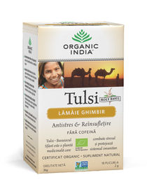 Ceai Tulsi cu Lamaie si Ghimbir, Antistres Natural 18pl ECO| Organic India
